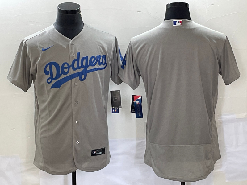 Men's Los Angeles Dodgers Blank Grey Flex Base Stitched Baseball Jersey